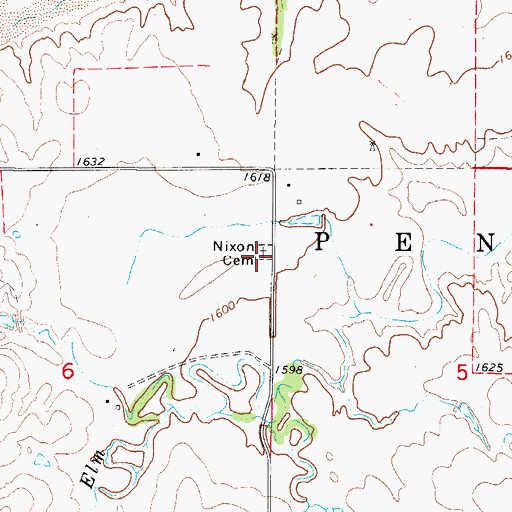 Topographic Map of Nixon Cemetery, OK