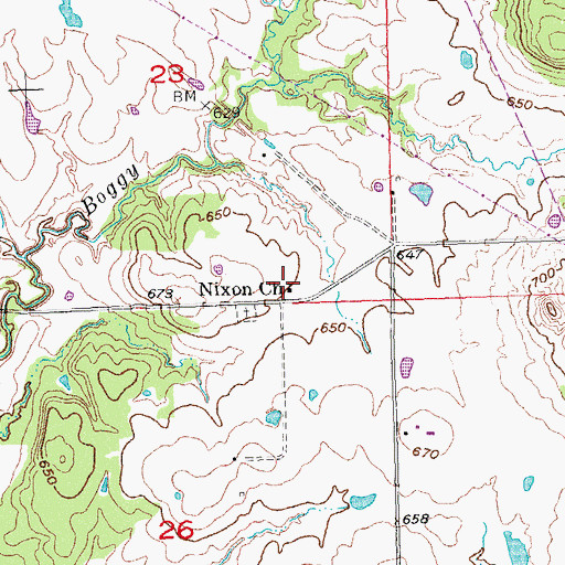 Topographic Map of Nixon Church, OK