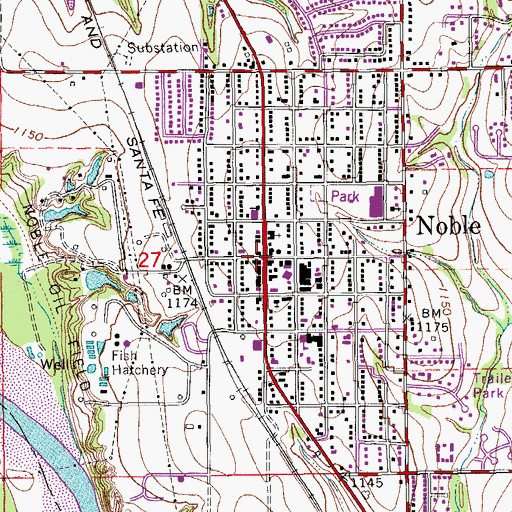 Topographic Map of Noble, OK