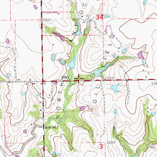 Topographic Map of North Antioch Oil Field, OK