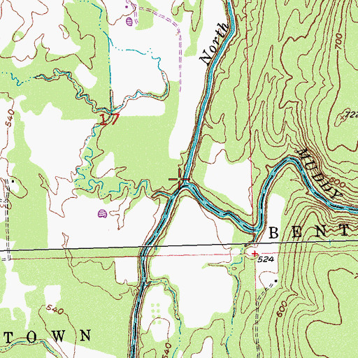 Topographic Map of North Boggy Creek, OK