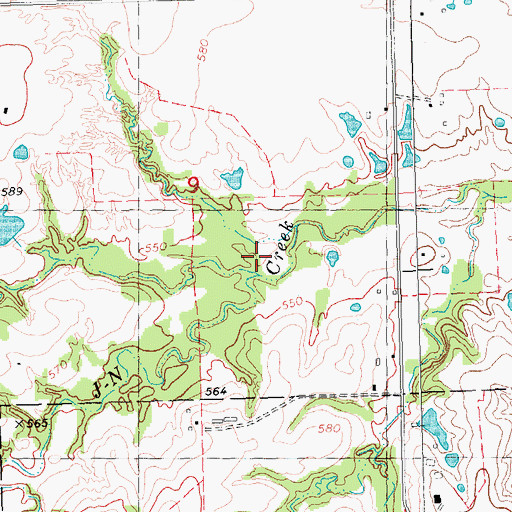 Topographic Map of North Branch J-N Creek, OK
