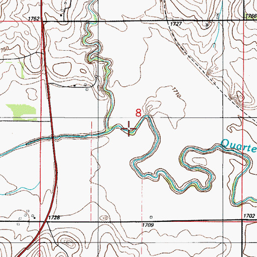 Topographic Map of North Branch Quartermaster Creek, OK