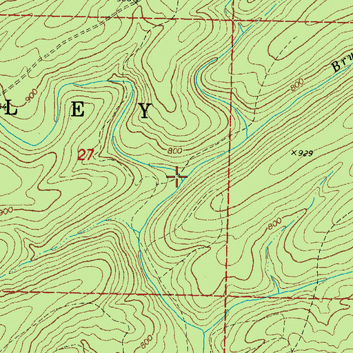 Topographic Map of North Brushy Creek, OK