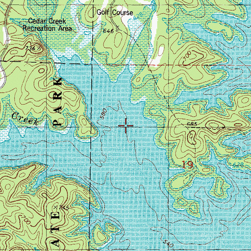 Topographic Map of North Cedar Creek, OK