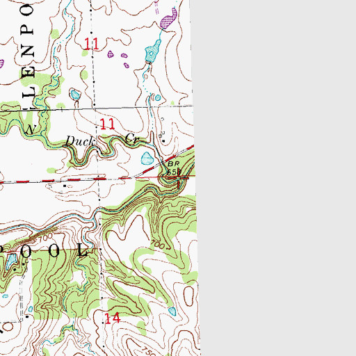 Topographic Map of North Duck Creek, OK