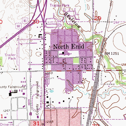 Topographic Map of North Enid, OK