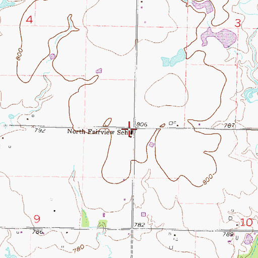 Topographic Map of North Fairview School, OK