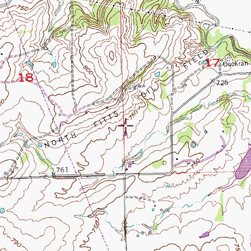 Topographic Map of North Fitts Oil Field, OK