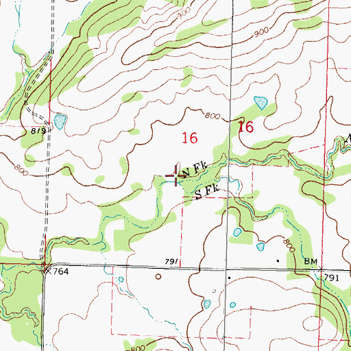 Topographic Map of North Fork Elm Creek, OK
