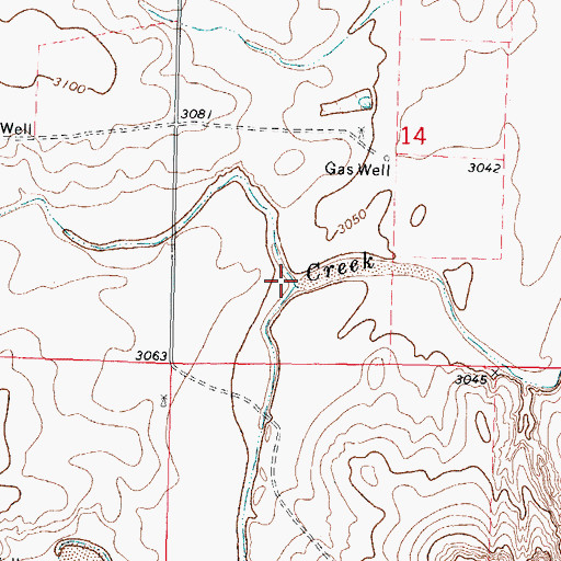 Topographic Map of North Fork Frisco Creek, OK