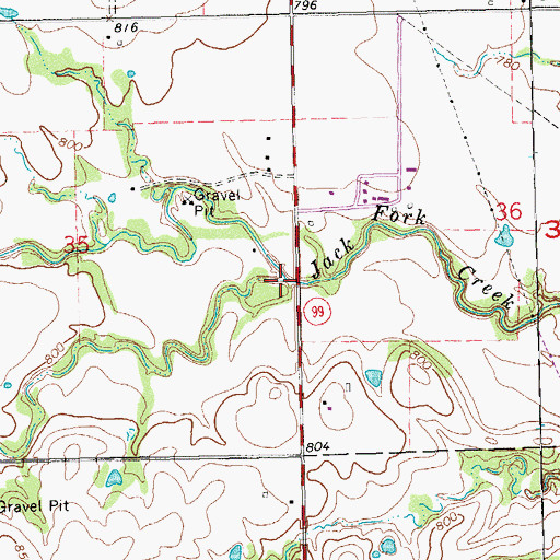Topographic Map of North Fork Jack Fork Creek, OK