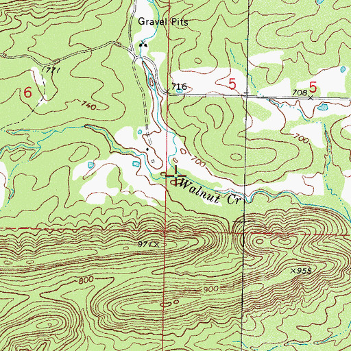 Topographic Map of North Fork Walnut Creek, OK