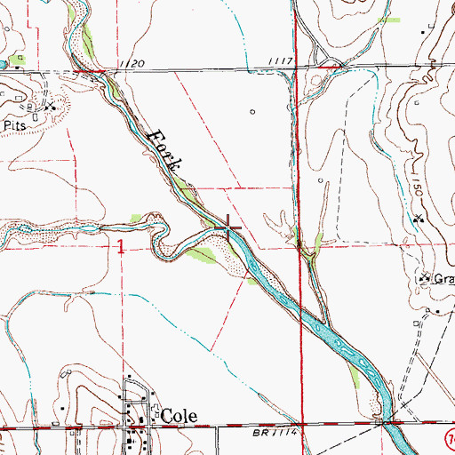 Topographic Map of North Fork Walnut Creek, OK