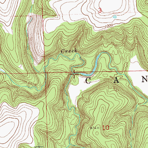 Topographic Map of North Fox Creek, OK