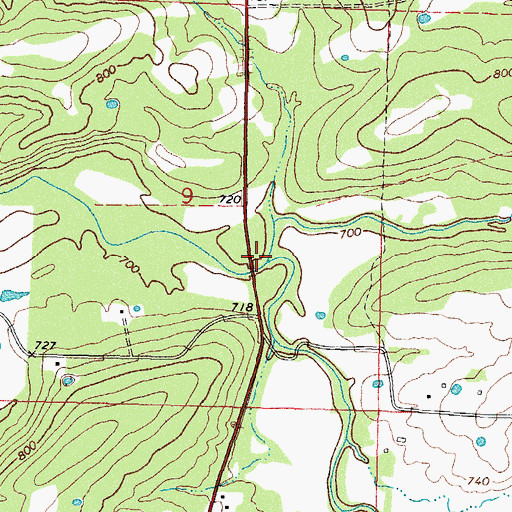 Topographic Map of North Gaines Creek, OK