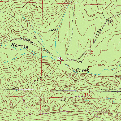 Topographic Map of North Harris Creek, OK
