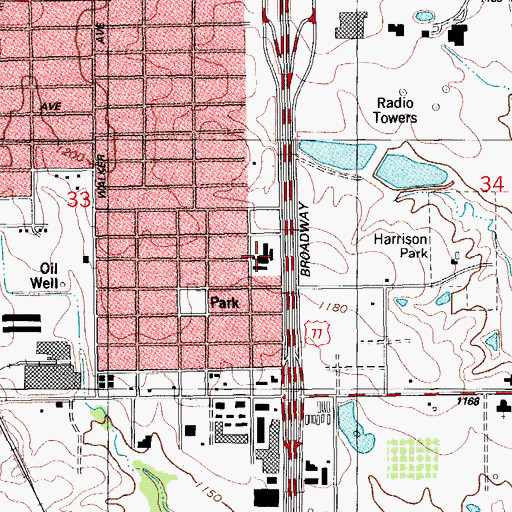 Topographic Map of North Highland Math and Science Academy, OK
