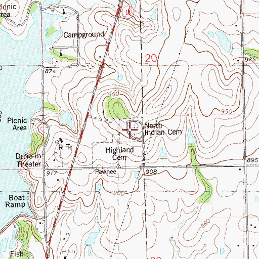 Topographic Map of North Indian Cemetery, OK