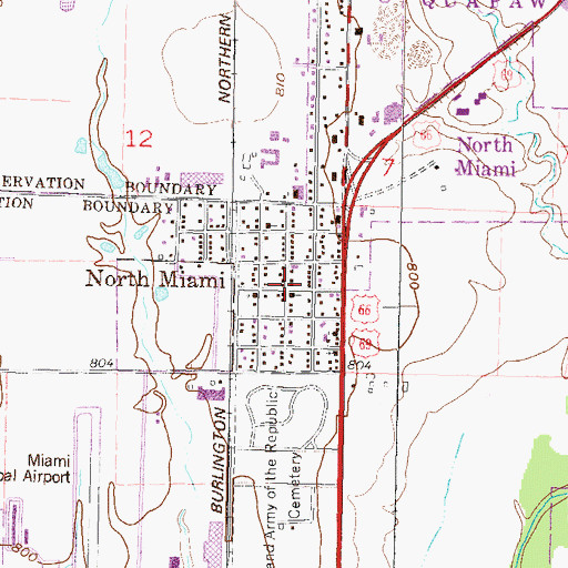 Topographic Map of North Miami, OK