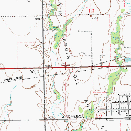 Topographic Map of North Nardin Oil and Gas Field, OK