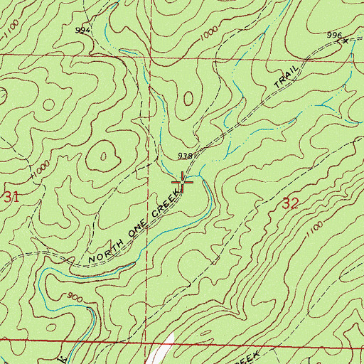 Topographic Map of North One Creek Trail, OK
