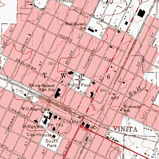 Topographic Map of North Park, OK