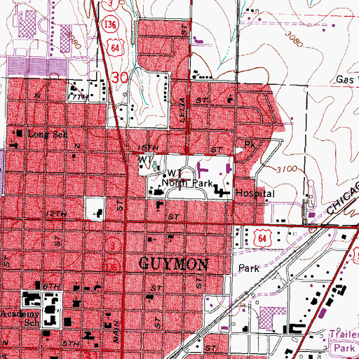 Topographic Map of North Park, OK