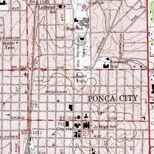 Topographic Map of North Park, OK