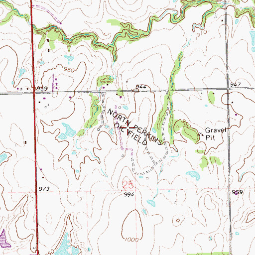 Topographic Map of North Perkins Oil Field, OK