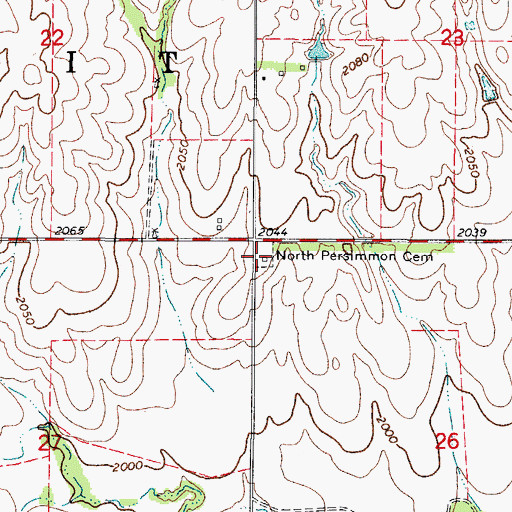 Topographic Map of North Persimmon Cemetery, OK