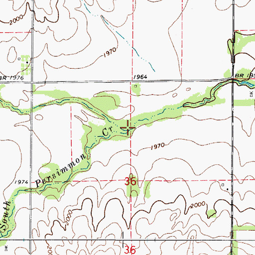 Topographic Map of North Persimmon Creek, OK