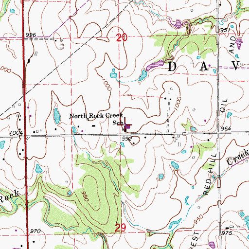 Topographic Map of North Rock Creek Elementary School, OK