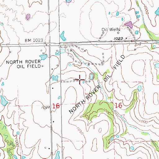 Topographic Map of North Rover Oil Field, OK