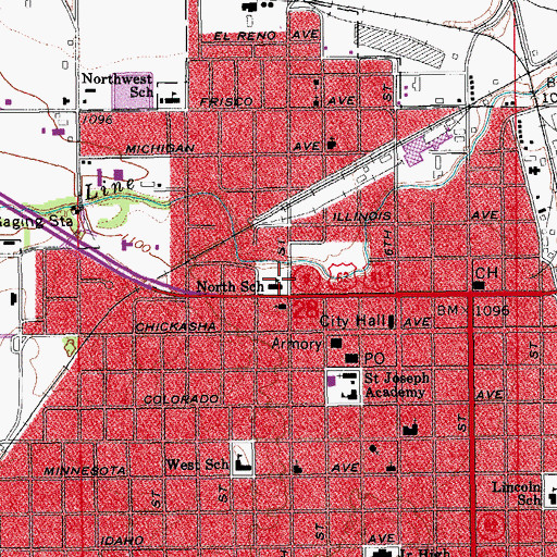 Topographic Map of North School, OK