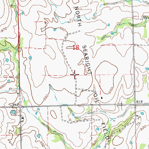 Topographic Map of North Searight Oil Field, OK
