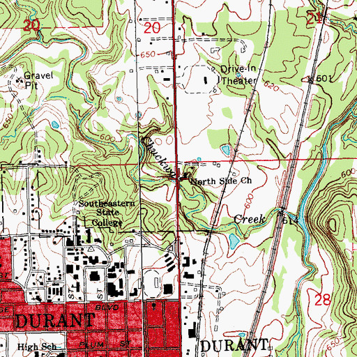 Topographic Map of North Side Church, OK