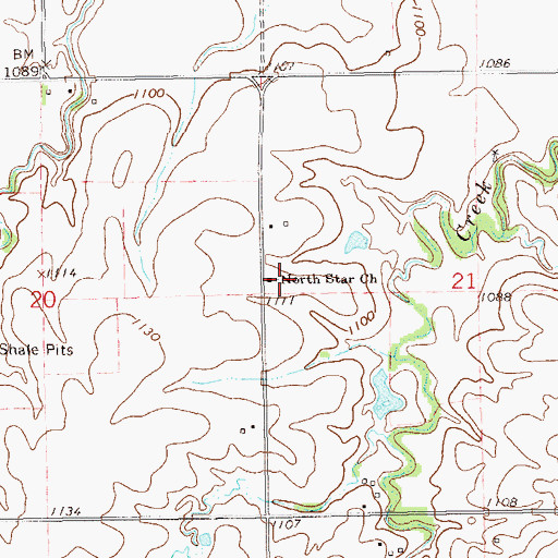 Topographic Map of North Star Church, OK