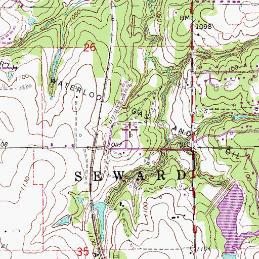 Topographic Map of North Waterloo Gas and Oil Field, OK