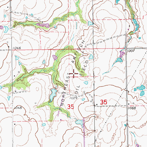 Topographic Map of Northeast Antioch Oil Field, OK