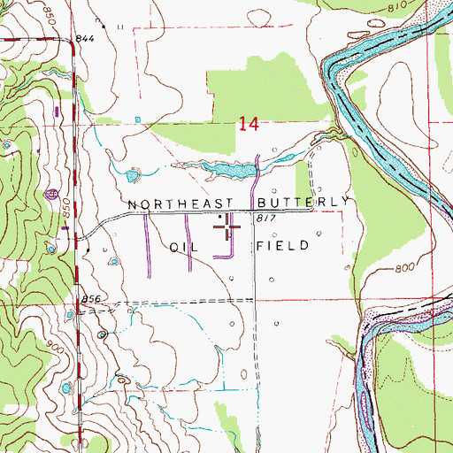 Topographic Map of Northeast Butterly Oil Field, OK