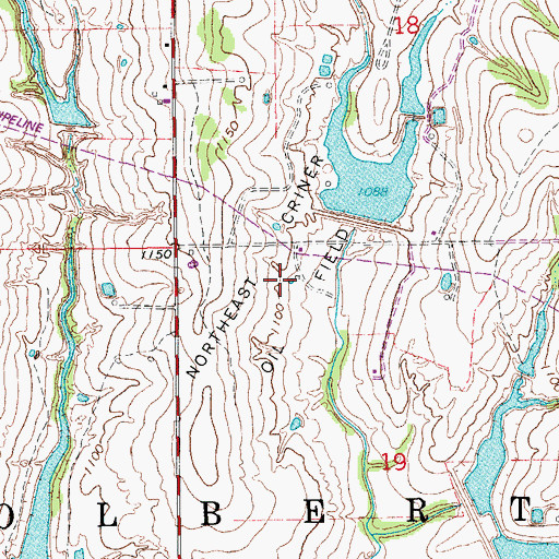 Topographic Map of Northeast Criner Oil Field, OK