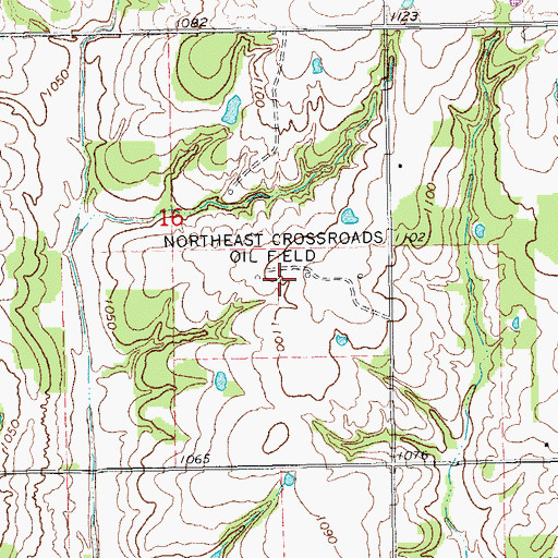 Topographic Map of Northeast Crossroads Oil Field, OK