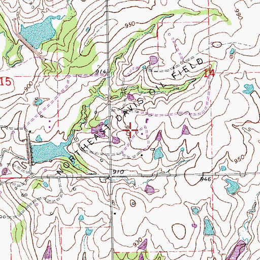 Topographic Map of Northeast Davis Oil Field, OK