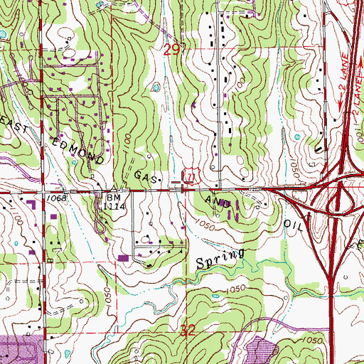 Topographic Map of Northeast Edmond Gas and Oil Field, OK
