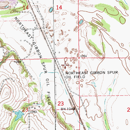 Topographic Map of Northeast Gibbon Spur Oil Field, OK
