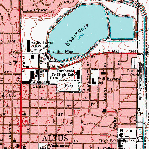 Topographic Map of Altus Intermediate School, OK