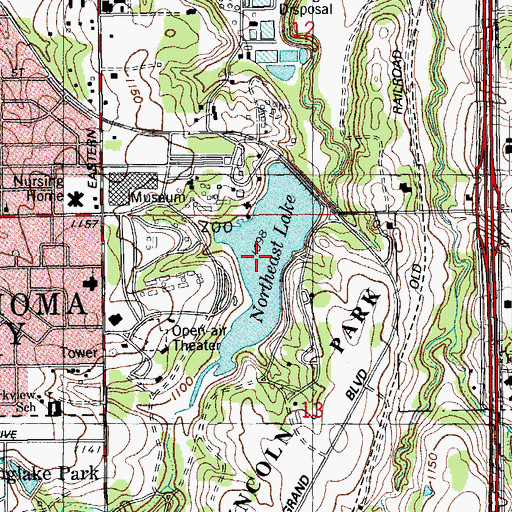 Topographic Map of Northeast Lake, OK