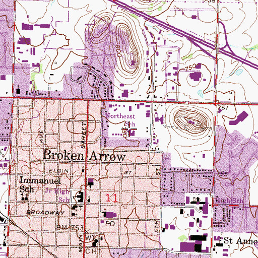 Topographic Map of Rhoades Elementary School, OK