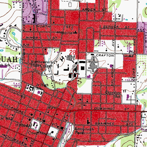 Topographic Map of Northeastern State University, OK